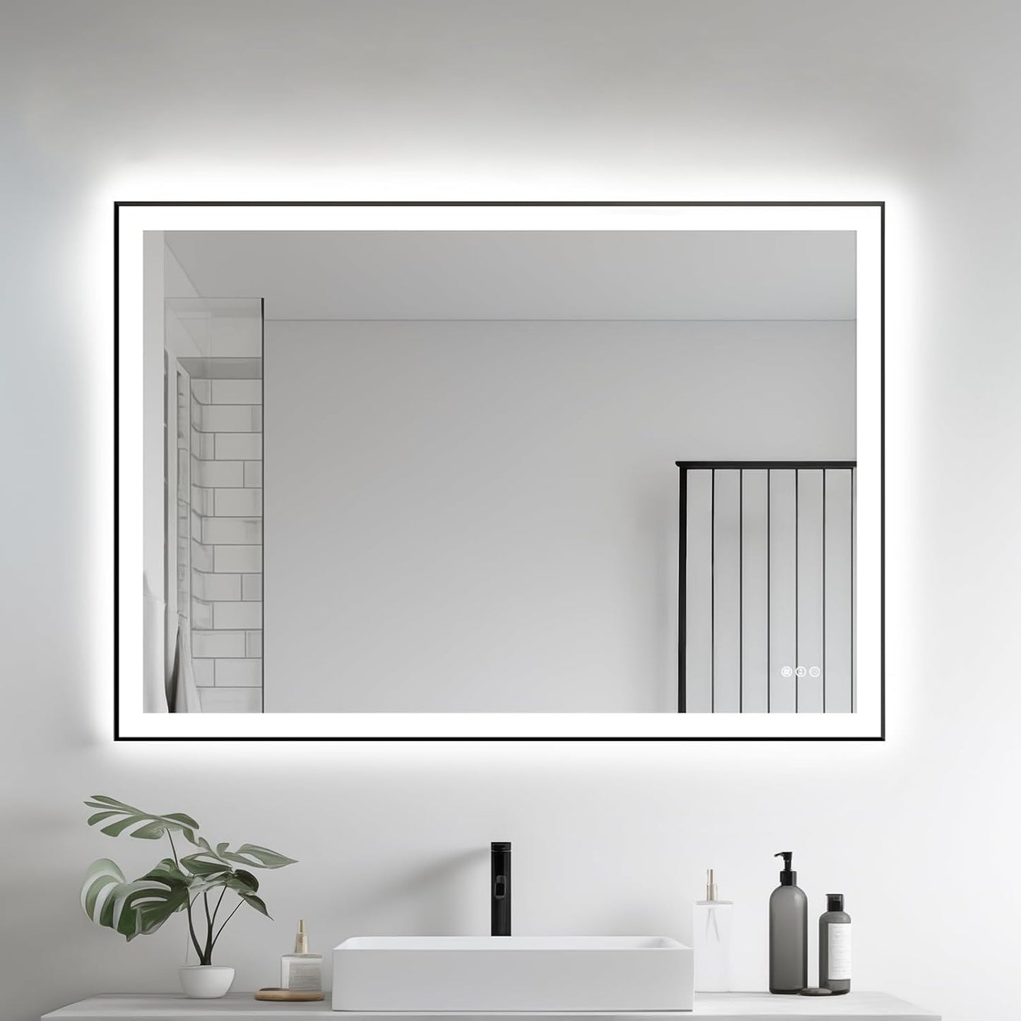 32x48'' LED Bathroom Mirror w/Light, Aluminum Frame, Dimmable Front & Backlit, Anti-Fog, Distortion Free, Light Memory, Tempered & Shatter-Proof Wall Mounted Vanity Silver Coating Mirror