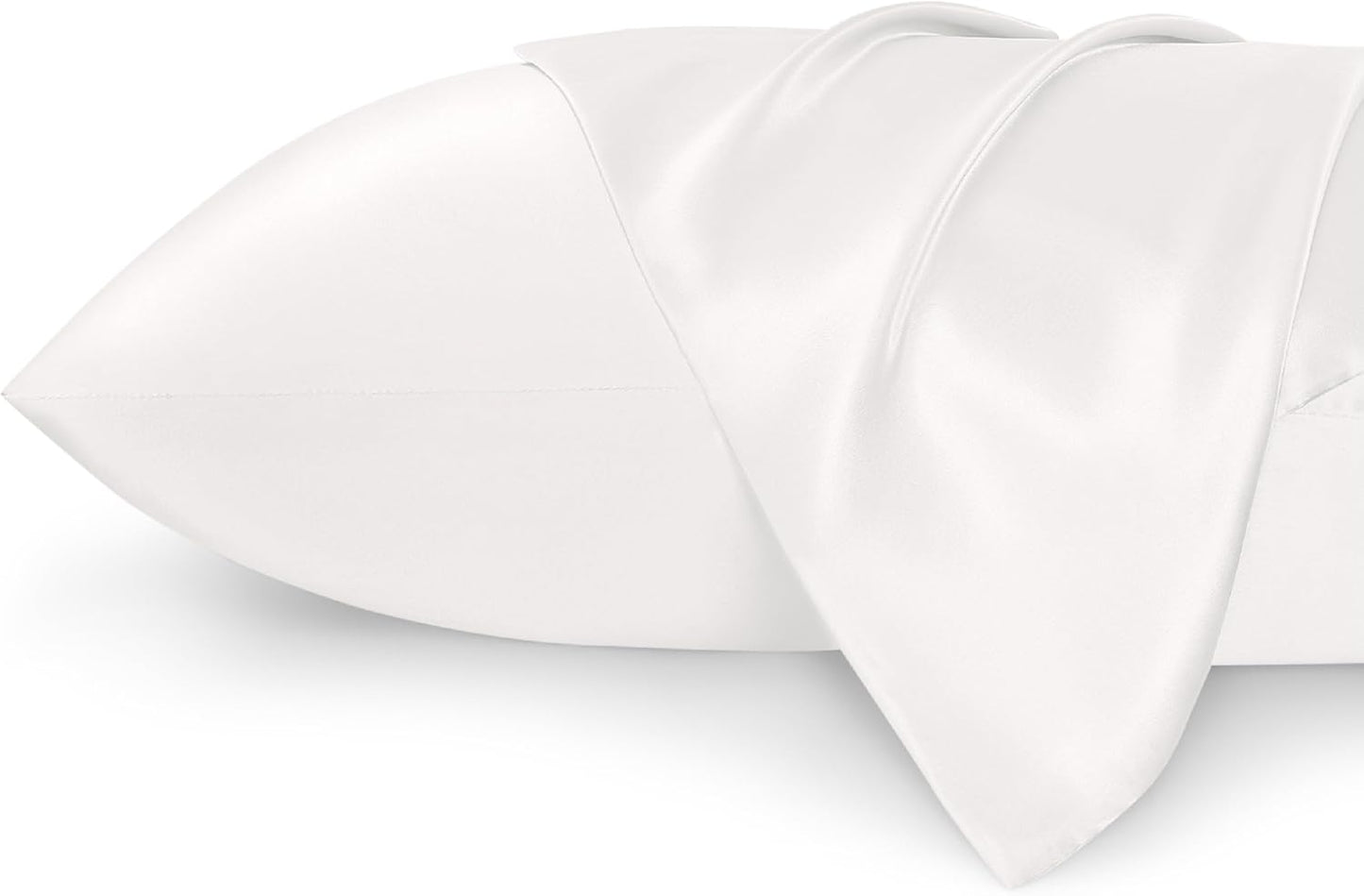 Bedsure Satin Pillowcase for Hair and Skin Queen - Ivory Silky Pillowcase 2 Pack with Envelope Closure, Similar to Silk Pillow Cases, Gifts for Women Men, 20x30 Inches, 2pcs