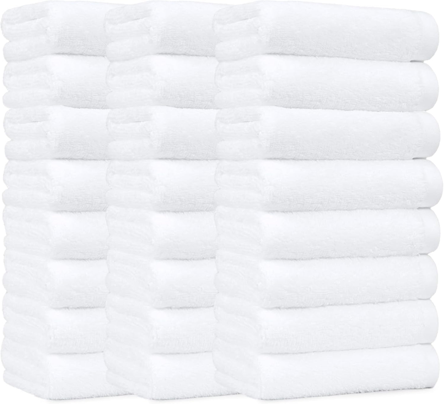 Amazon Basics Soft and Thick Cotton Hand Towels, 16 x 26 in, White, 24-Pack