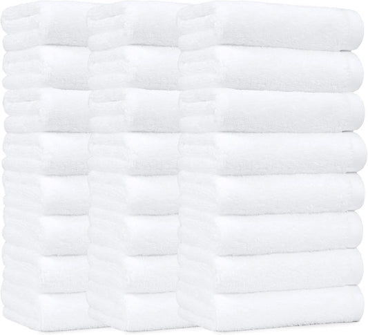 Amazon Basics Soft and Thick Cotton Hand Towels, 16 x 26 in, White, 24-Pack