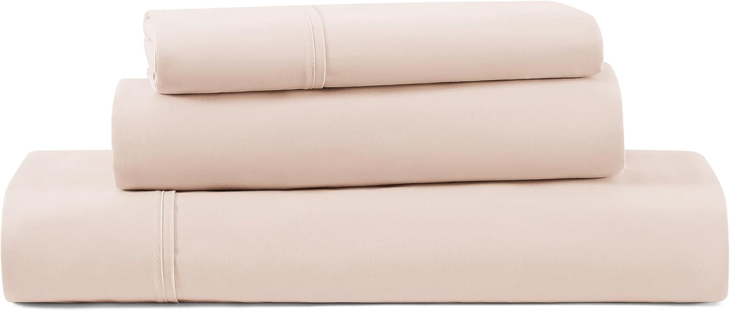 UGG Twin XL Sheet Set 3-Piece Luxury Cooling Sheets Deep Pockets Premium Bedding with 1 Sham Machine Washable, for Dorm Essentials & College Bedding, Twin XL, Shell Light Pink (Hedi)
