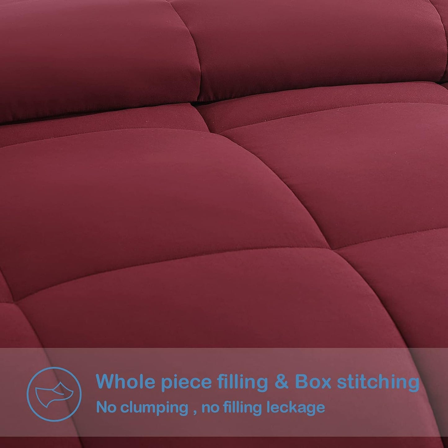 EASELAND Full Size Down Alternative Comforter - Quilted Duvet Insert for All Seasons, Soft Lightweight with Corner Tabs, Summer Winter Warm Bedding, Burgundy 82×86 Inches