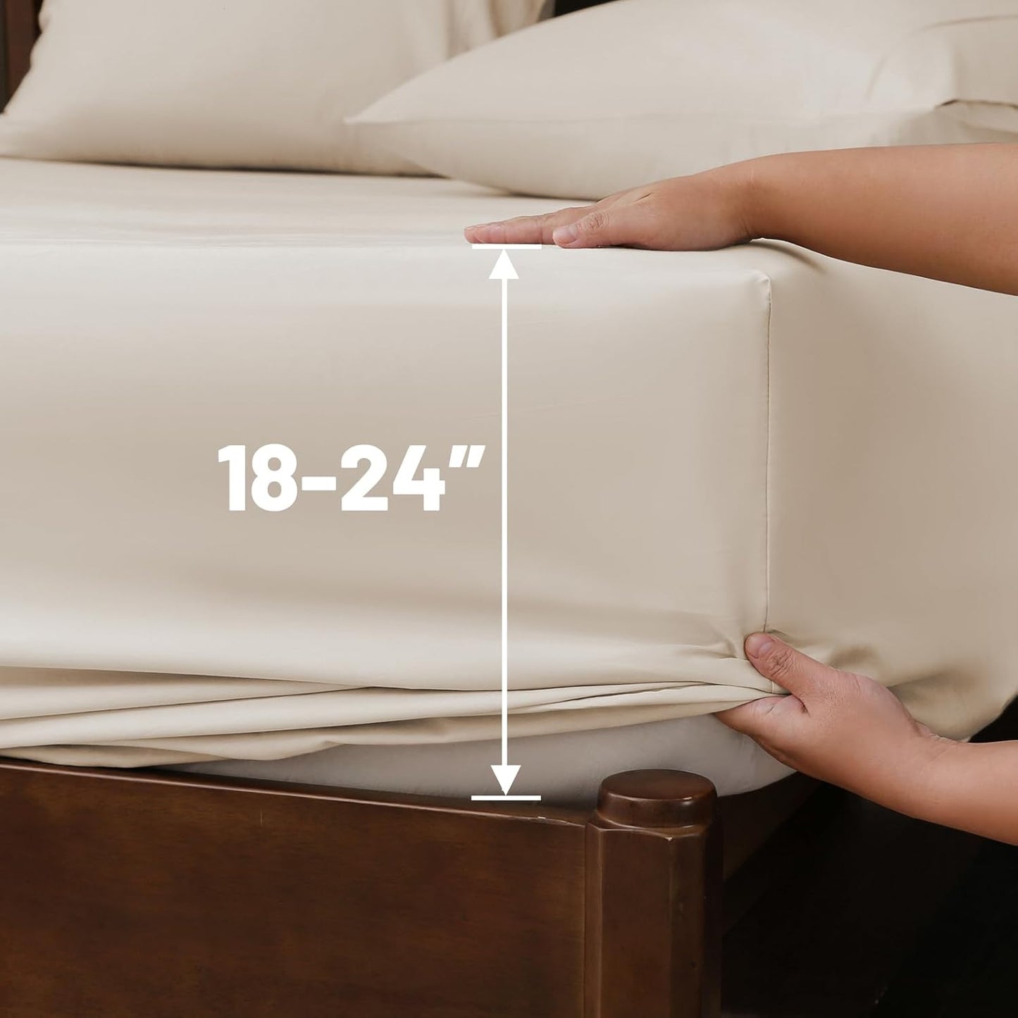 Extra Deep Pocket King Sheets 18-24 Inch 1000 Thread Count 100% Egyptian Cotton Sateen Weave Soft Breathable 4 Pieces（King，Linen）