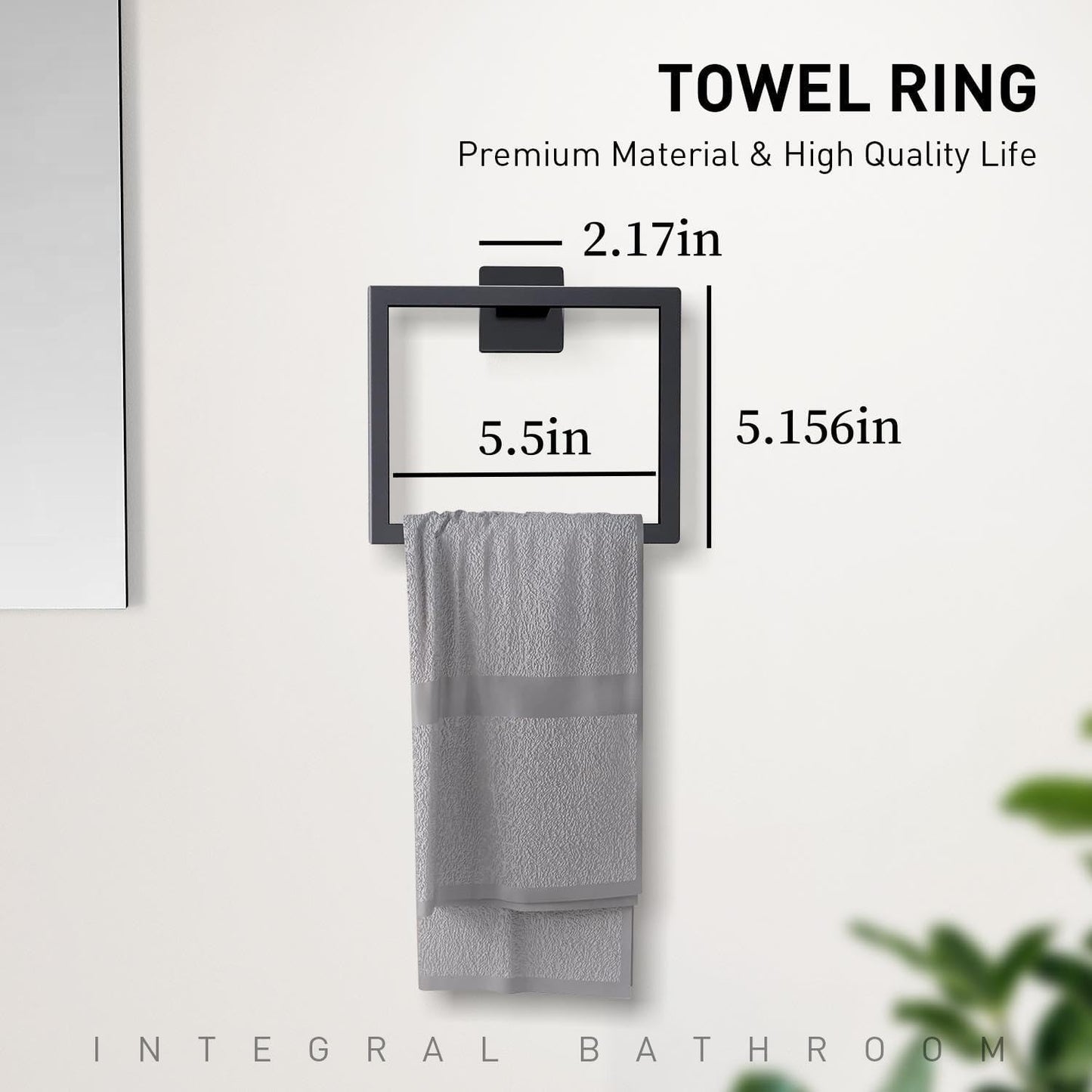 Bathroom Accessory Towel Bar Set: 5 Pieces Matte Black Square Bathroom Hardware SUS304 Stainless Steel - 24 Inch Wall Mounted Towel Rack&Toilet Paper Holder&Towel Ring and Towel Hook