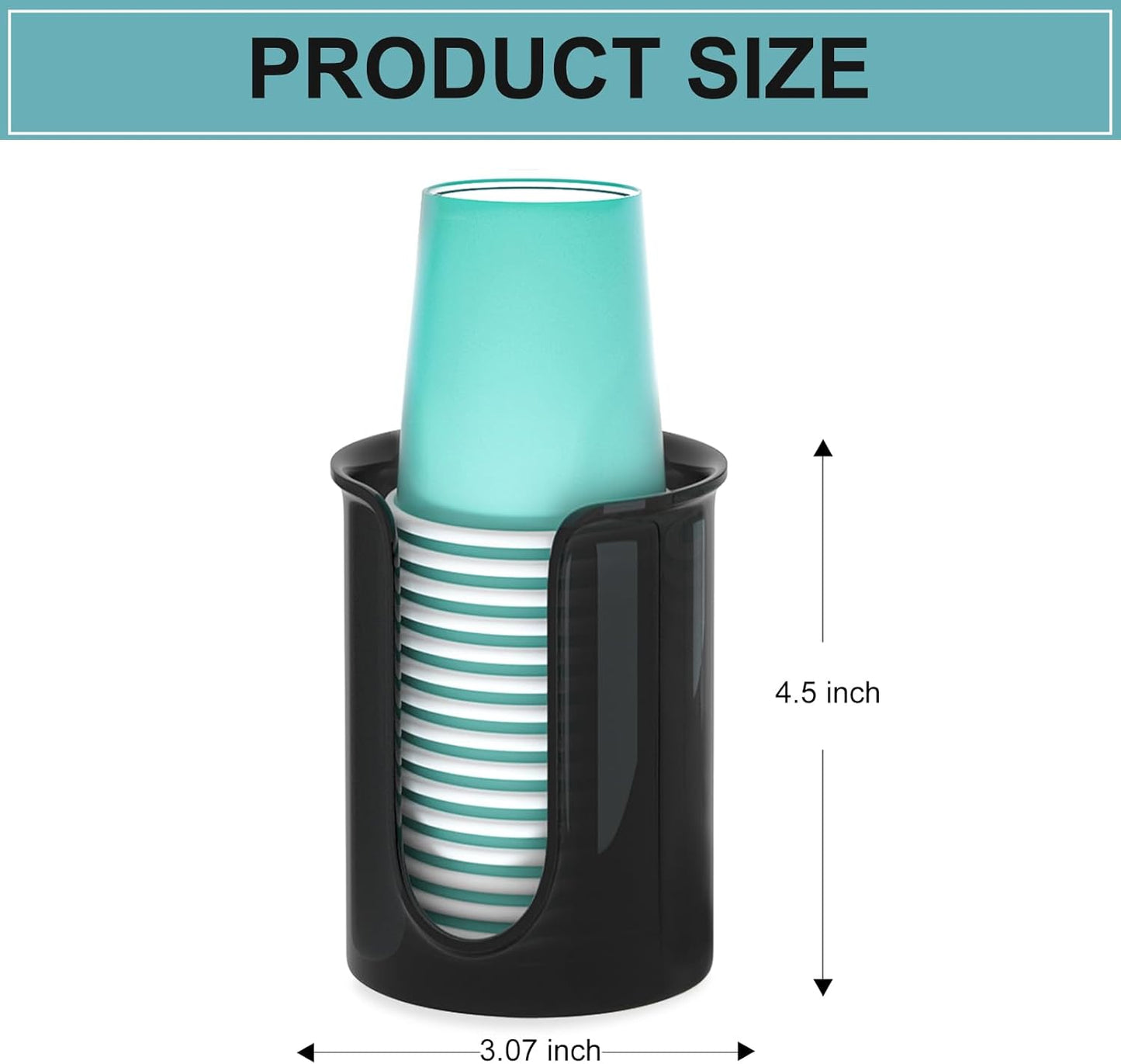 5 oz Bathroom Cup Dispenser Black, Disposable Mouthwash Cups Holder Fit 5oz Paper Cups,Countertop Bathroom Cup Holder Mouthwash Cup Dispenser (2 Pack)