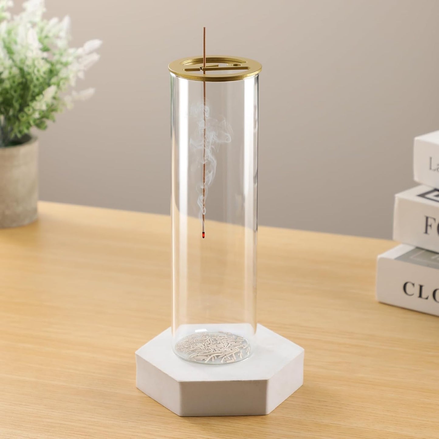 Ceremony Incense Holder, 2 in 1 Incense Burner for Sticks, Ash-Proof Glass Incense Burner for Meditation Yoga Spa Room Decor