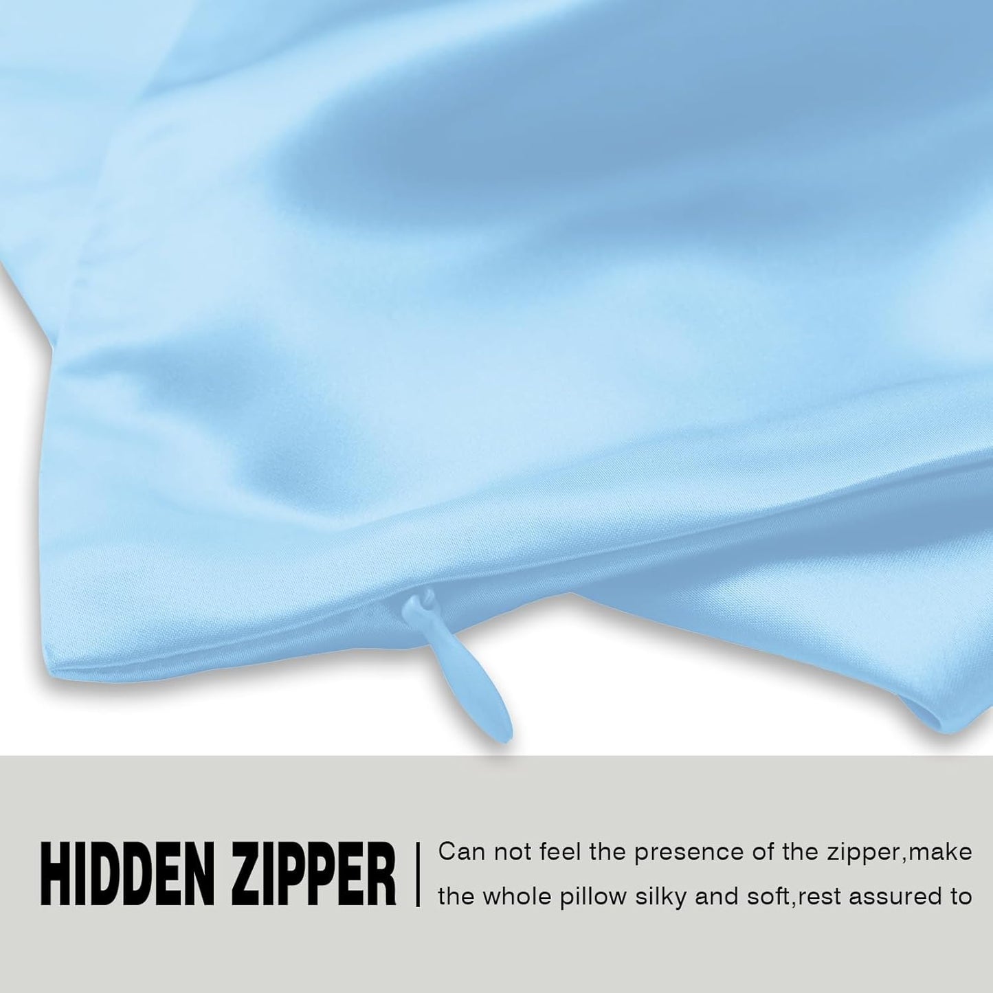 Silk Pillow Cases 2 Pack Soft Breathable and Sliky Queen Size Pillow Cases Set of 2,Natural Mulberry Satin Silk Pillowcase with Hidden Zipper for Hair and Skin (Sky Blue,20"X 30",2pcs)