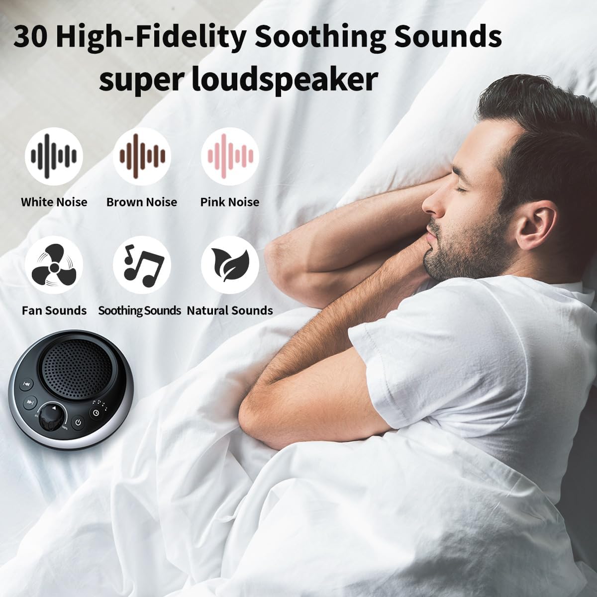 Sound Machine Loud White Noise Machine Nonstop Brown Noise Machine 30 Soothing Sounds for Baby Kids Adults Plug in Pink Noise Sleep Machine 36-Level Vol 4 Timer Memory Function for Home Travel Office
