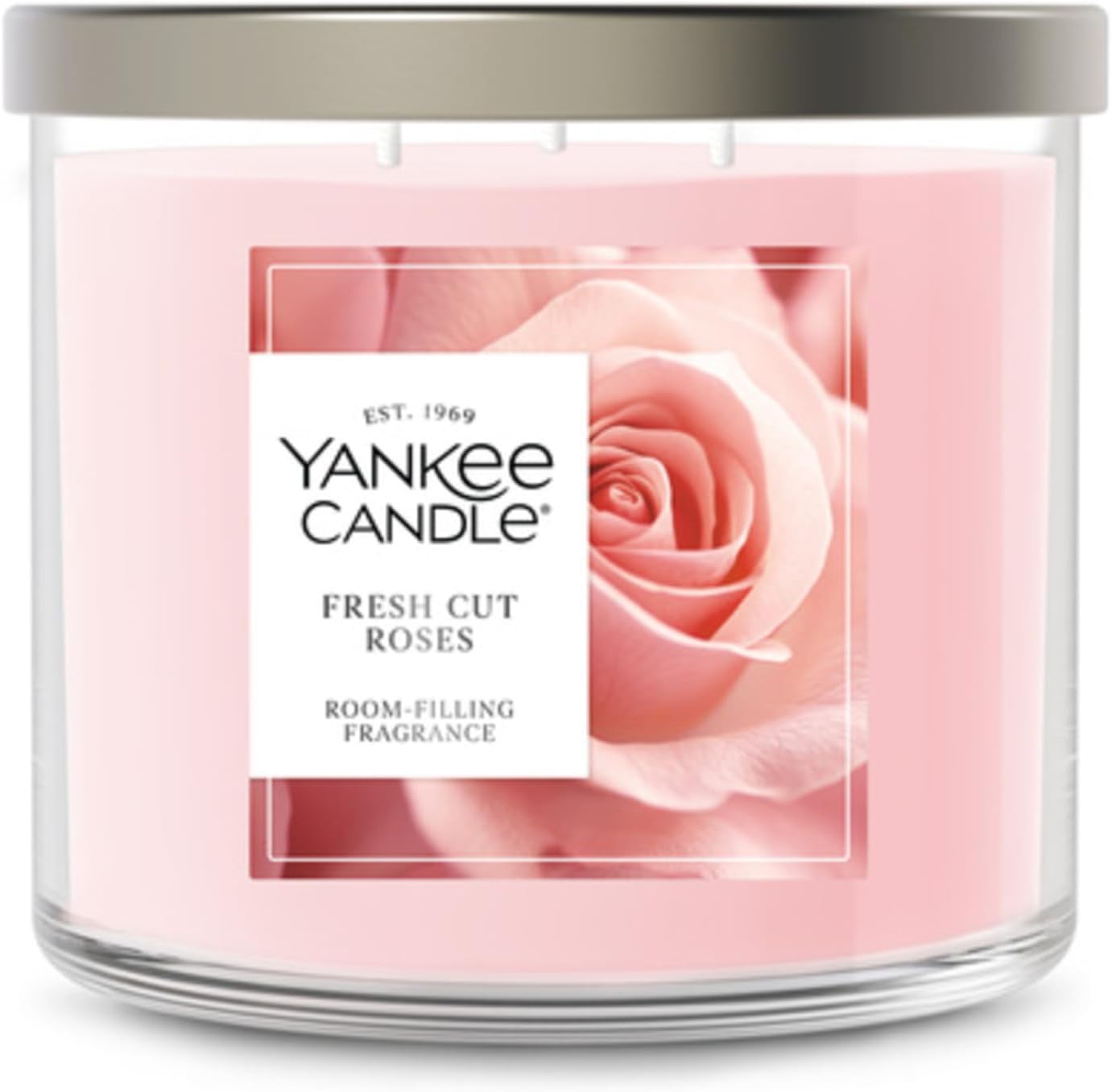 Yankee Candle Fresh Cut Roses, Scented Candle, 14.5oz 3-Wick Candle Jar with up to 40 Hours Burn Time, Giftable