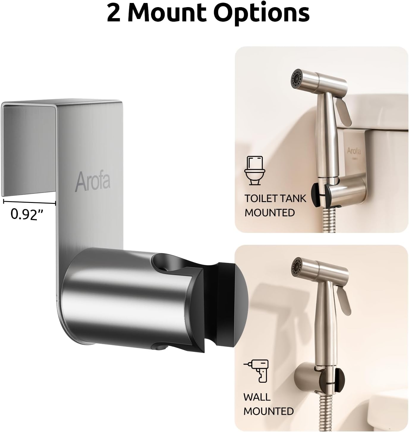 Arofa Hands-Free Handheld Bidet Sprayer for Toilet, Dual Control Mode Spray Handheld Bidet with Adjustable Water Flow, Bidet Toilet Sprayer with Bidet Hose for Feminine Wash