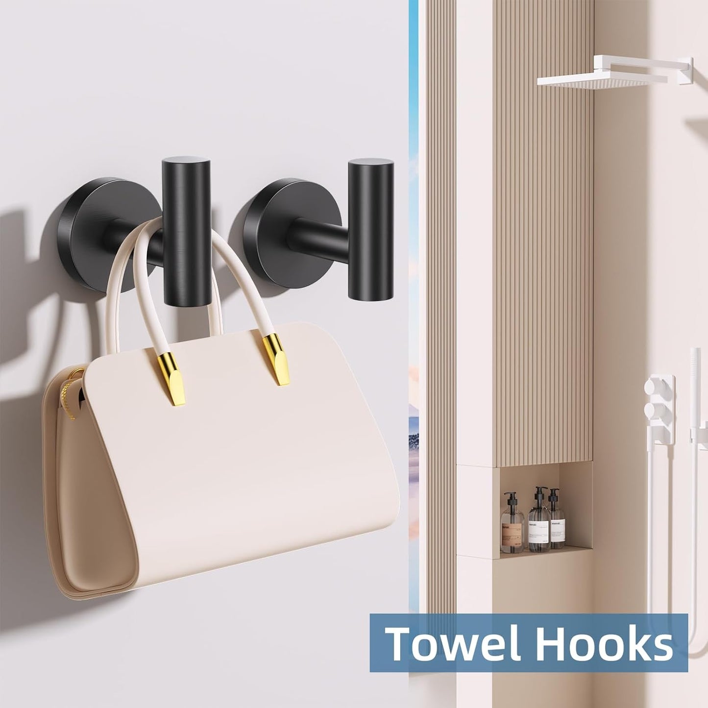 10 Pieces Matte Black Towel Bar Set, Black Bathroom Hardware Set Toilet Paper Holder Towle Racks for Bathroom Upgraded Stainless Steel Bathroom Towel Holder Set Bathroom Accessories