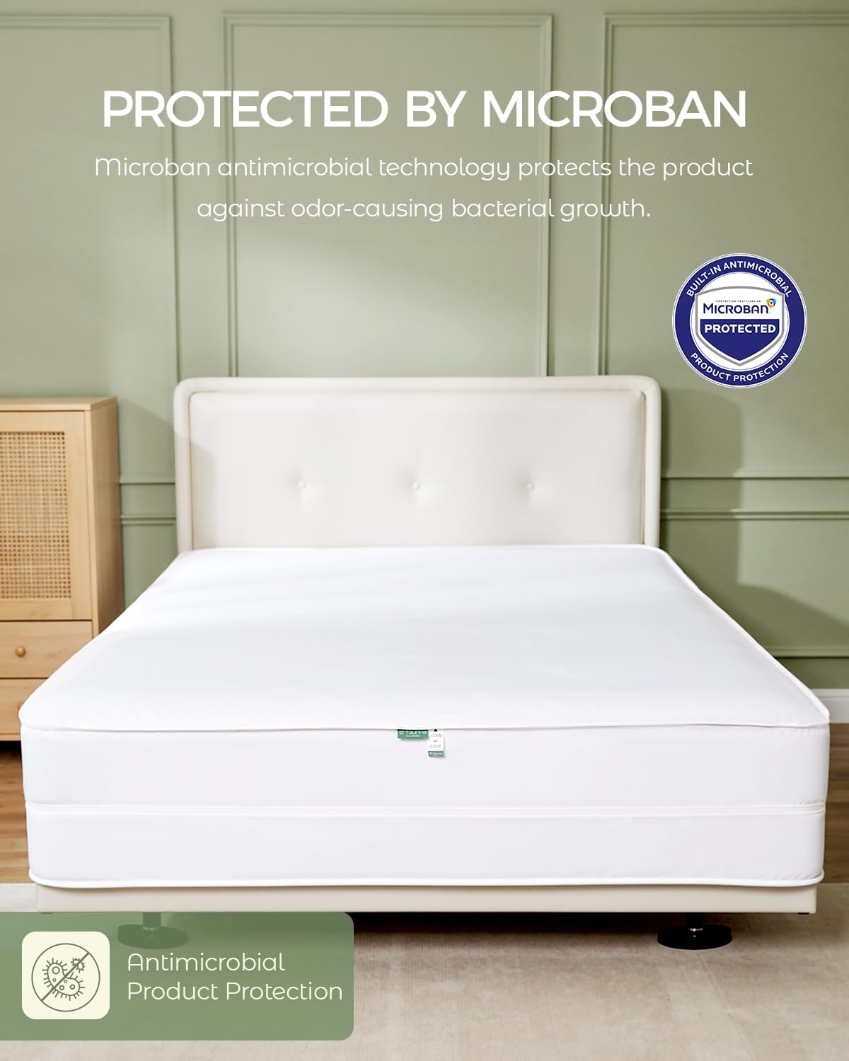 FAUNNA 100% Cotton Mattress Encasement, Bed Bug and Dust Mite Proof Mattress Protector Hypoallergenic & Antibacterial Protection, Noiseless Zippered Six-Sided Mattress Cover (Full 16" Deep)