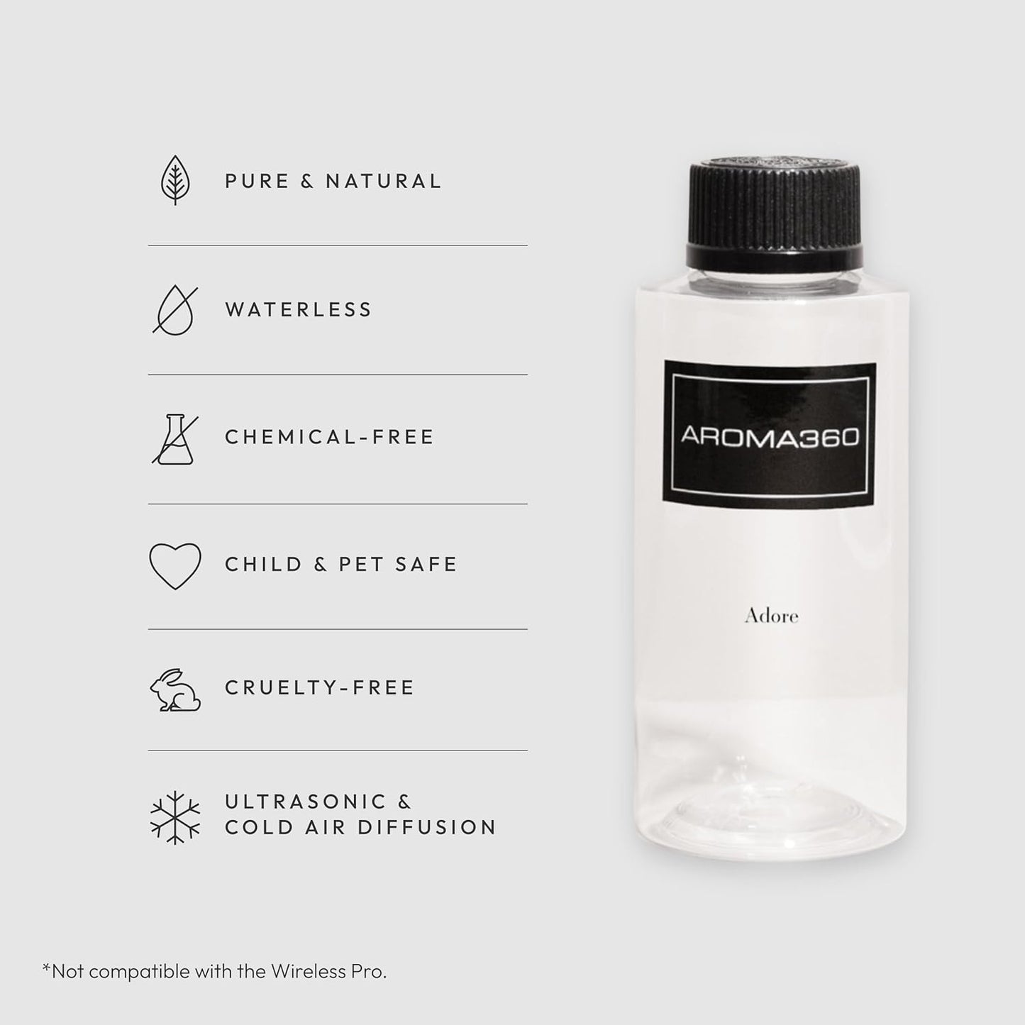 Aroma360 - Adore Oil Blend - Luxury Hotel Inspired Essential Oil Diffuser - Aromatherapy Scent Diffuser Oil - White Tea, Jasmine and Peony 6.7 fl oz, 200 mL