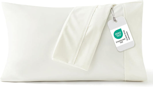 Bedsure Queen Pillow Cases Set of 2 - Ivory Brushed Microfiber Pillowcase 2 Pack, Super Soft Pillowcase, Pillow Case Covers with Envelope Closure, Wrinkle, Fade and Stain Resistant, 20x30 Inches