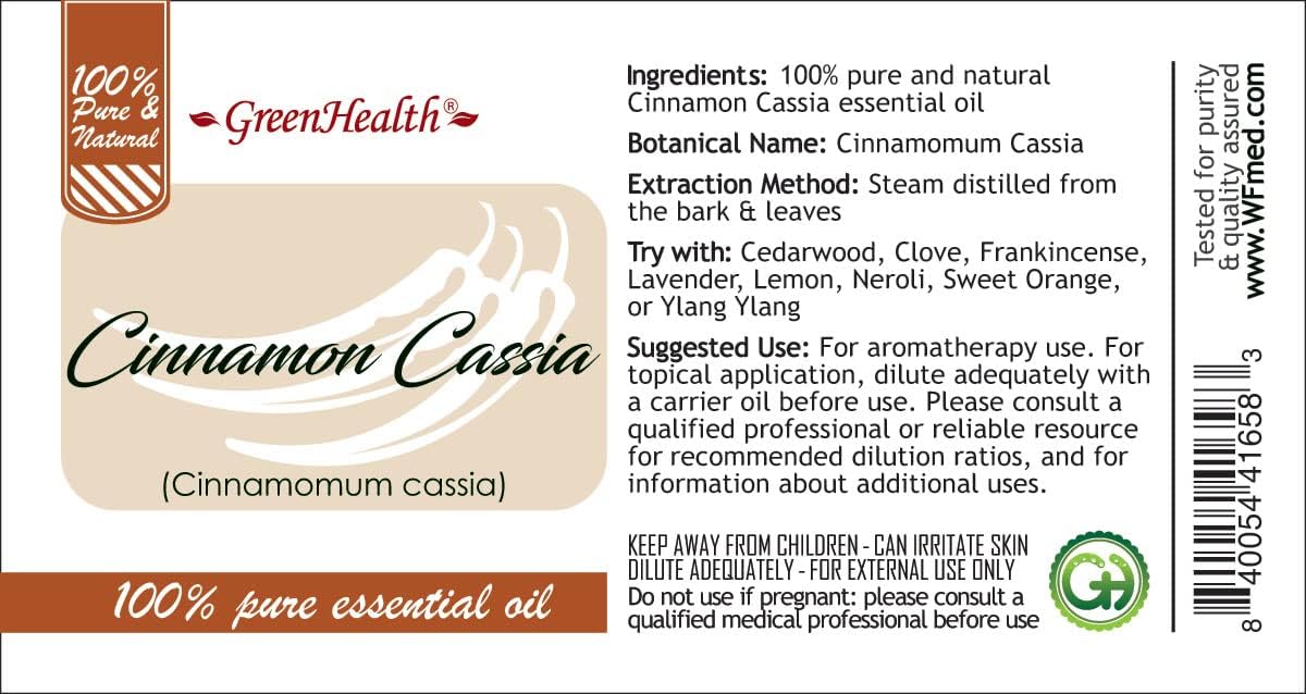 Cinnamon Essential Oil (Cassia) - 32 fl oz - 100% Pure Essential Oil - Aluminum Bottle - Greenhealth