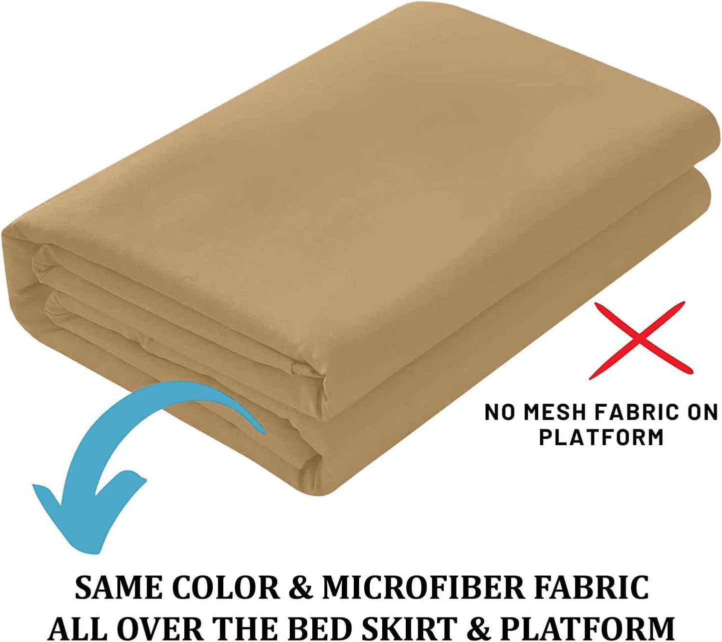Ruffled Bed Skirt with Split Corners, Taupe, Queen 14 Inch Drop Bedskirt, Hotel Quality Brushed Microfiber Wrinkle Free Dust Ruffle Bed Skirt Queen Size