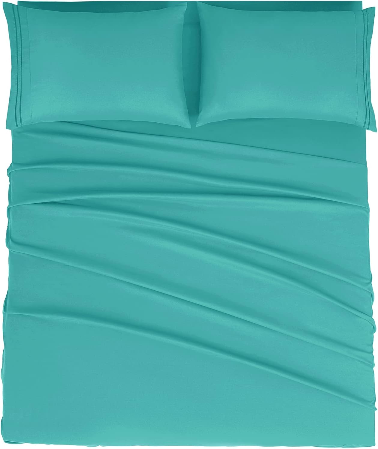 Mejoroom Queen Size Sheet Set - Hotel Luxury 1800 Bedding Sheets & Pillowcases - Deep Pocket Fitted Sheet, Soft, Breathable, Wrinkle & Fade Resistant - 4 Piece (Queen, Teal)