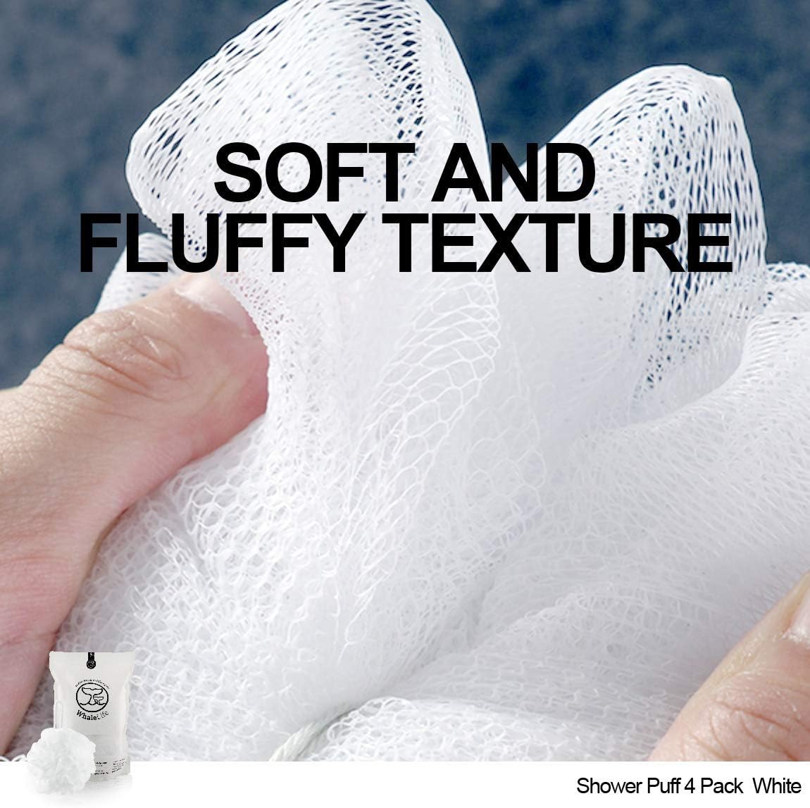 Loofah Sponge Bath Sponge for Women Men 4 Pack (White)