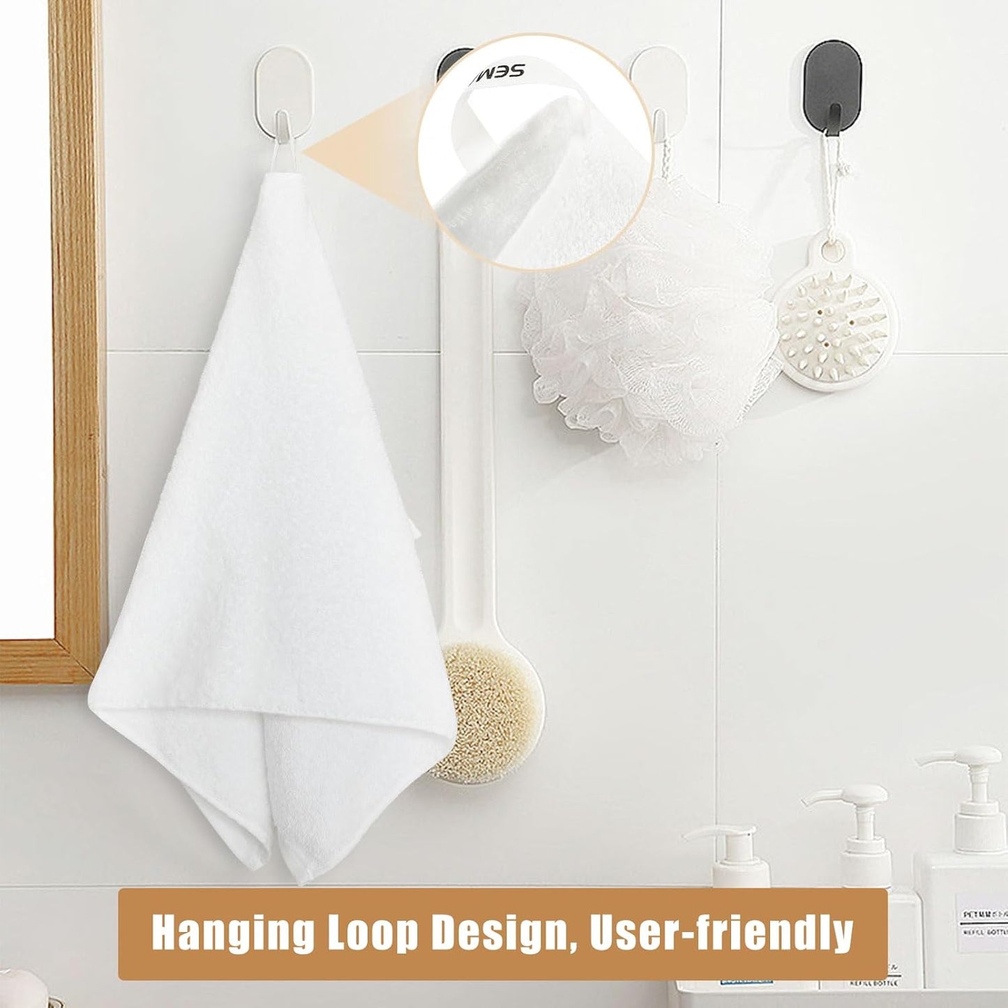 SEMAXE 18-Pack Bath Towel Set Include 6 Bath Towels, 6 Hand Towels, 6 Wash Cloths, 100% Cotton Bathroom Towels with Hanging Loops and Nano-Bio Lifecycle Labels, Soft and Absorbent Towel, White