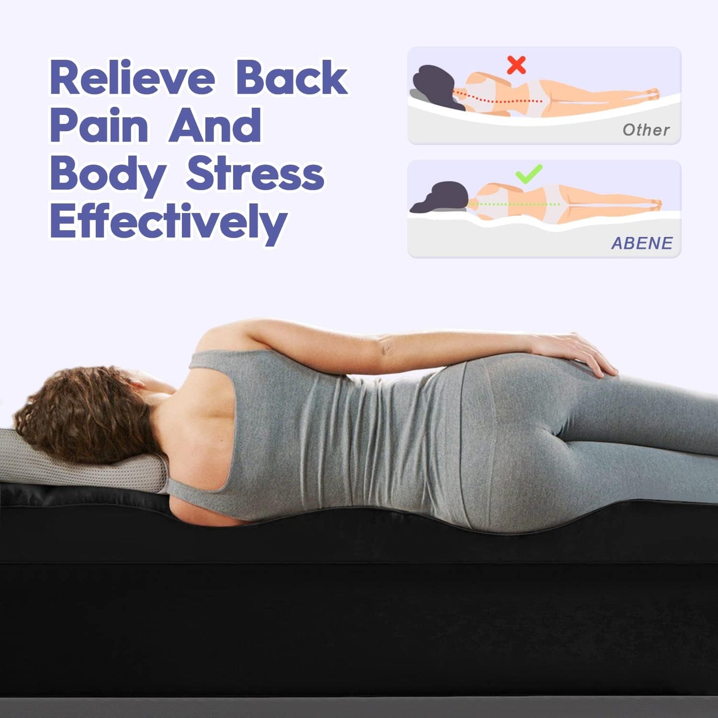 ABENE Mattress Topper Twin for Back Pain Relief, Extra Thick Mattress Pad Pillowtop, Soft Mattress Protector Cover with 8"-21" Deep Pocket, Overfilled Down Alternative Filling (Black, Twin)