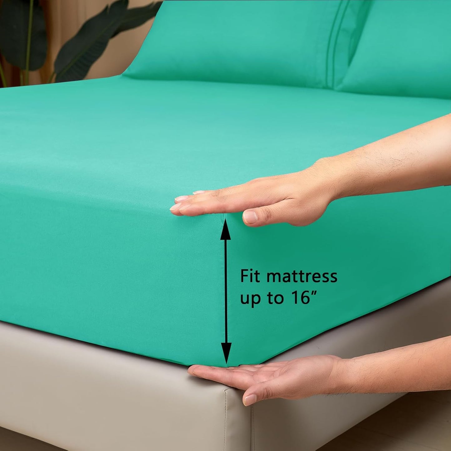 Mejoroom California King Size Sheet Set - Soft Microfiber Bed Sheets,Deep Pocket Fitted Sheet, Breathable, Wrinkle & Fade Resistant - 4 Piece (California King, Mint)