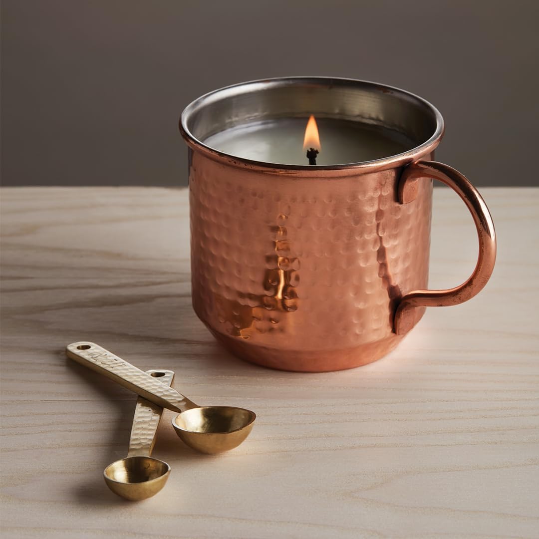 Thymes Simmered Cider Copper Candle - Warm & Spicy Apple Scented Candles for Home - Notes of Apple, Clove, and Cardamom - Luxury Gifts for Women & Men - Fall Decor (Copper Cup, 10 oz)