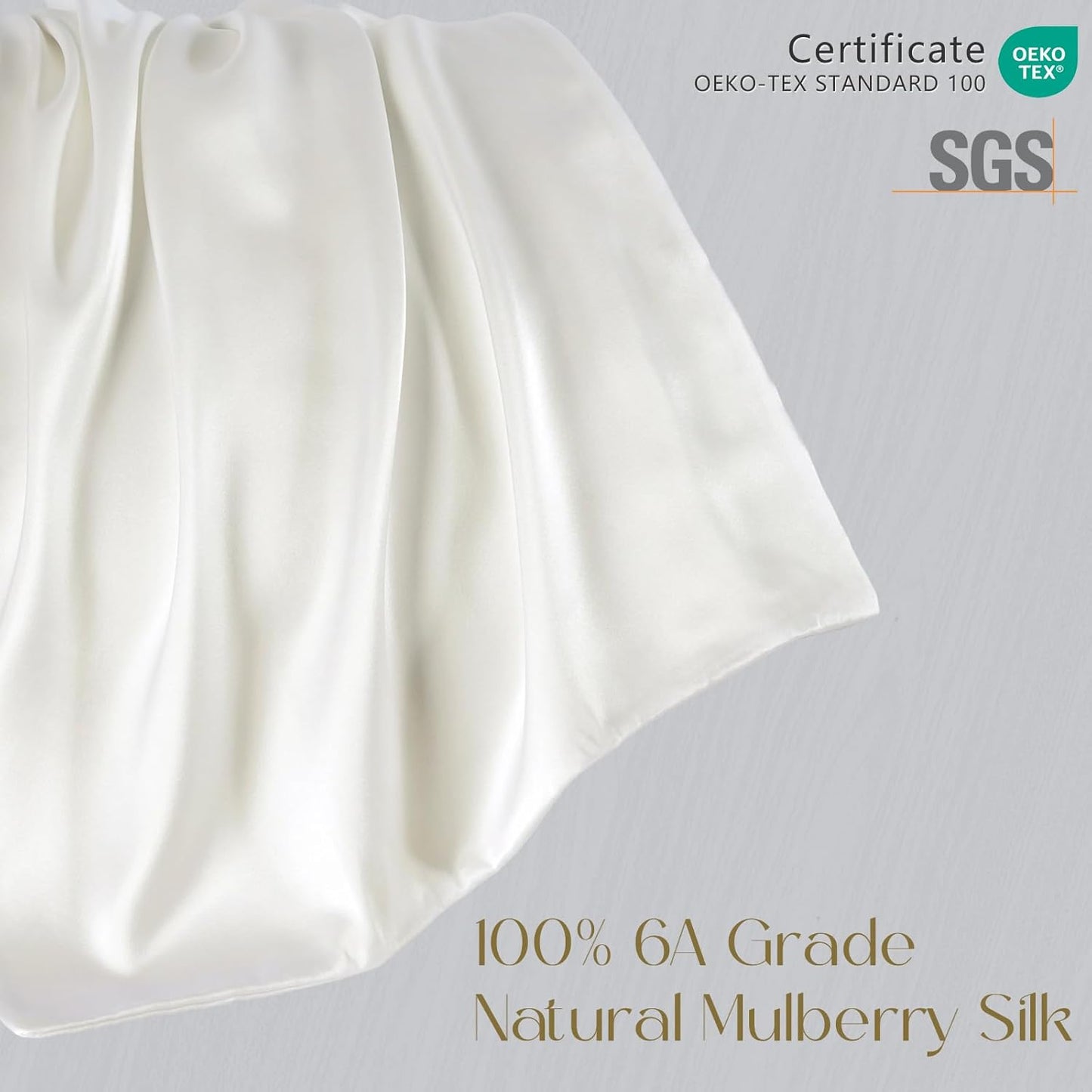 ZIMASILK 100% Pure Mulberry Silk Pillowcase for Hair and Skin Health,Soft and Smooth,Both Sides Premium Grade 6A Silk,600 Thread Count,with Hidden Zipper,1pc (King 20''x36'',Ivory)