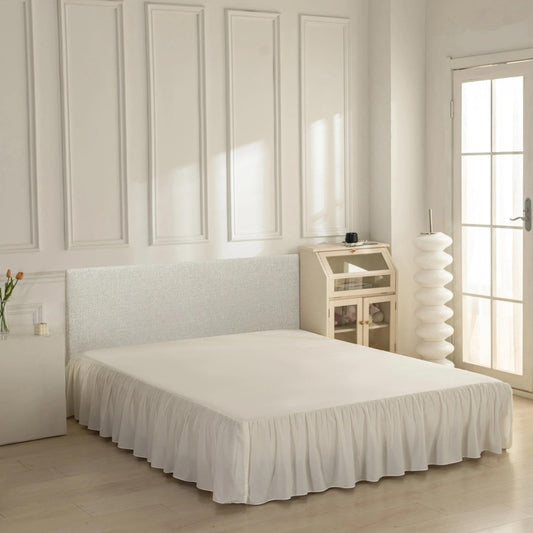 Bed Skirt Full Size Ruffled Bed Skirt with Split Corners, Ivory Full Bed Skirts 18 Inch Drop with Platform, 18'' Full