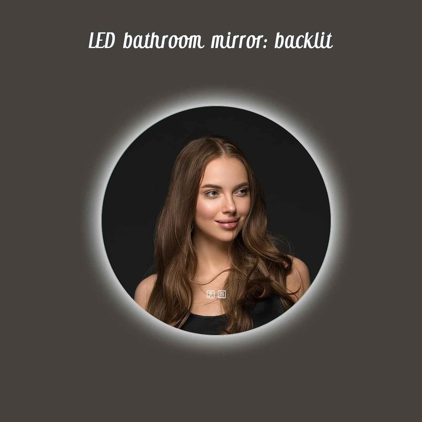 APRILSOUL 24 Inch Round LED Backlit Bathroom Mirror, Vanity Mirror with Anti-Fog, Touch Button, 3 Colors and Dimmable Light