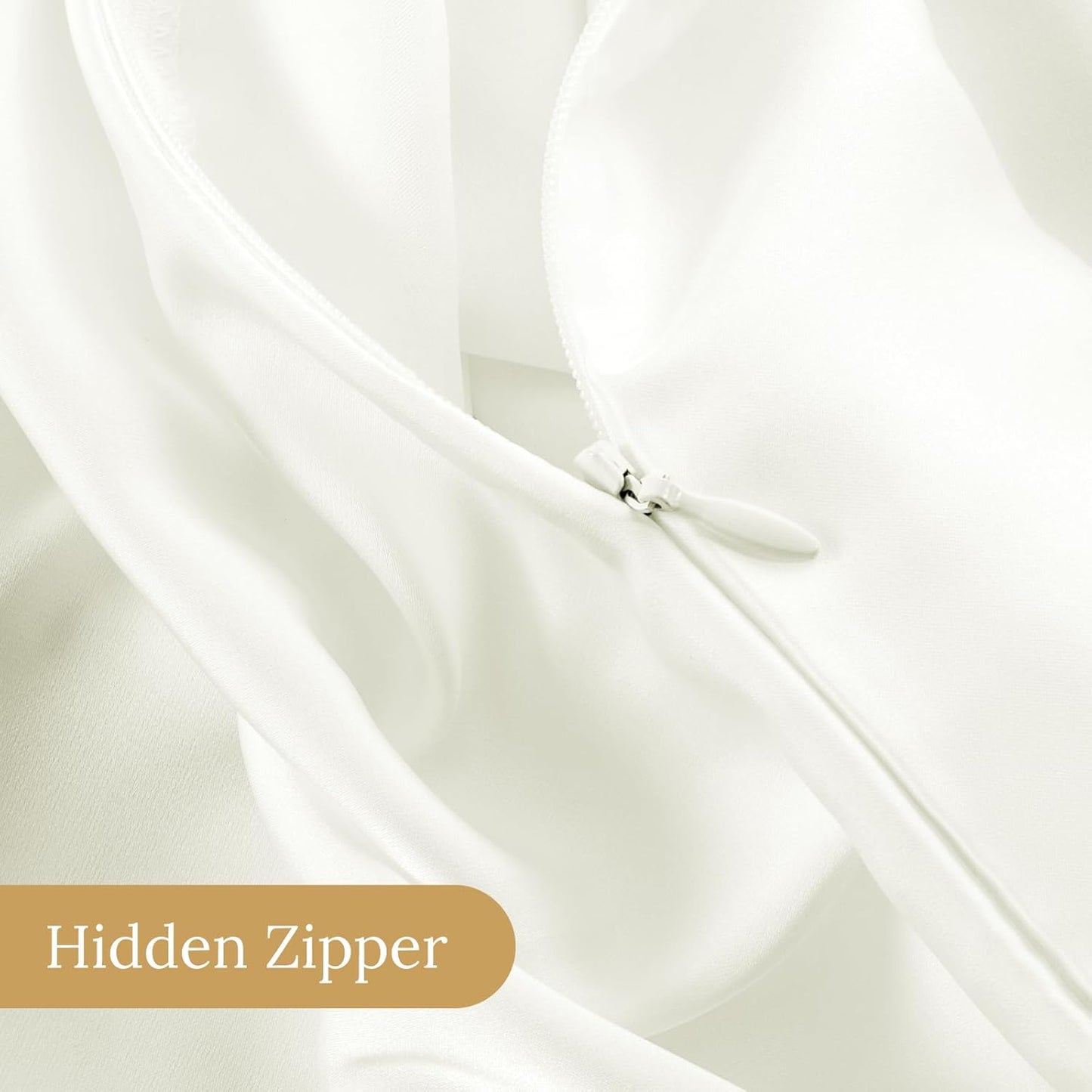 INFIIXSO Mulberry Silk Pillowcase for Hair and Skin, Silk Pillow Cases Queen Size Set of 2 with Hidden Zipper 20"x30", Ultra Smooth and Soft Cooling Pillow Cases for Hot Sleepers(Cream, 2 Pack)