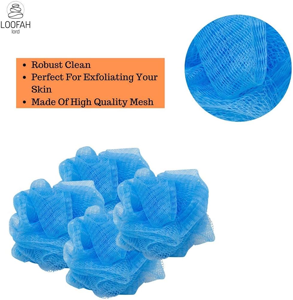 24 Blue Bath or Shower Sponge Loofahs Pouf Mesh Wholesale Bulk Lot