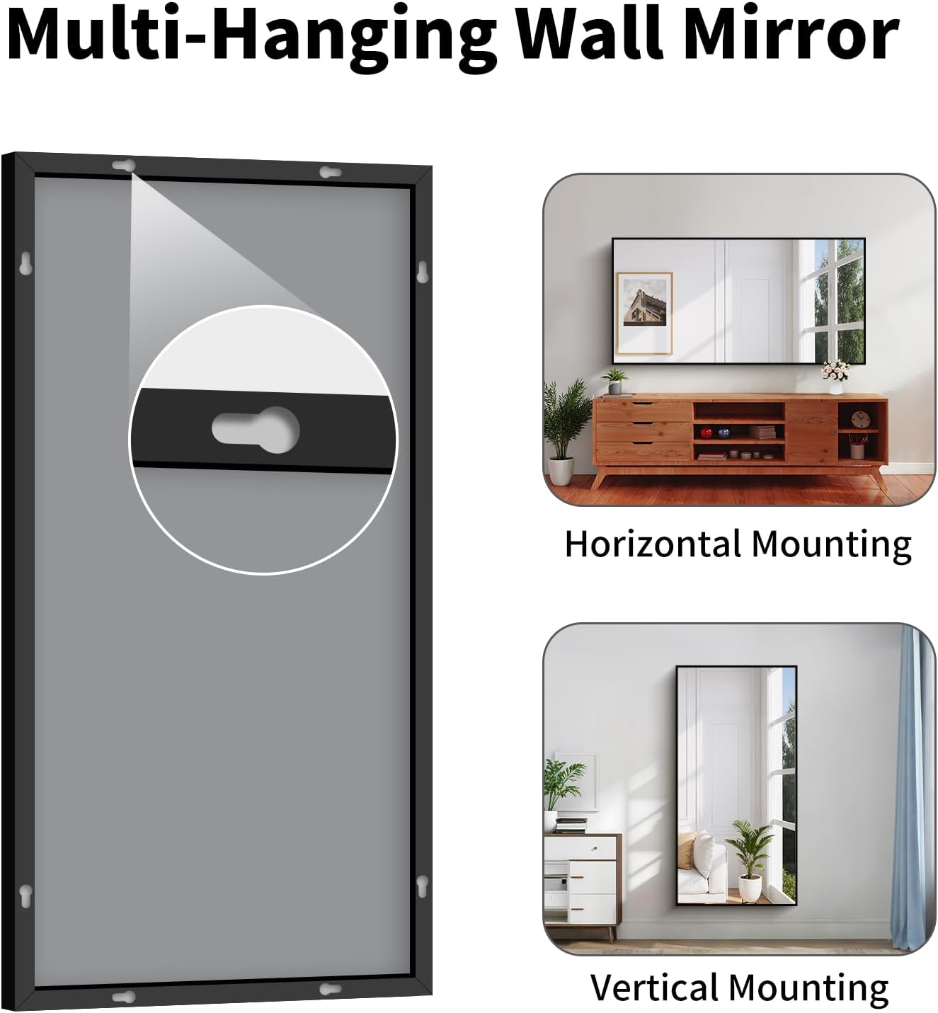 Koonmi Black Framed Bathroom Mirror - Shatterproof 30"x60" Tempered Glass, HD No Distortion, Horizontal/Vertical Mount, Modern Matte Aluminum Alloy Frame
