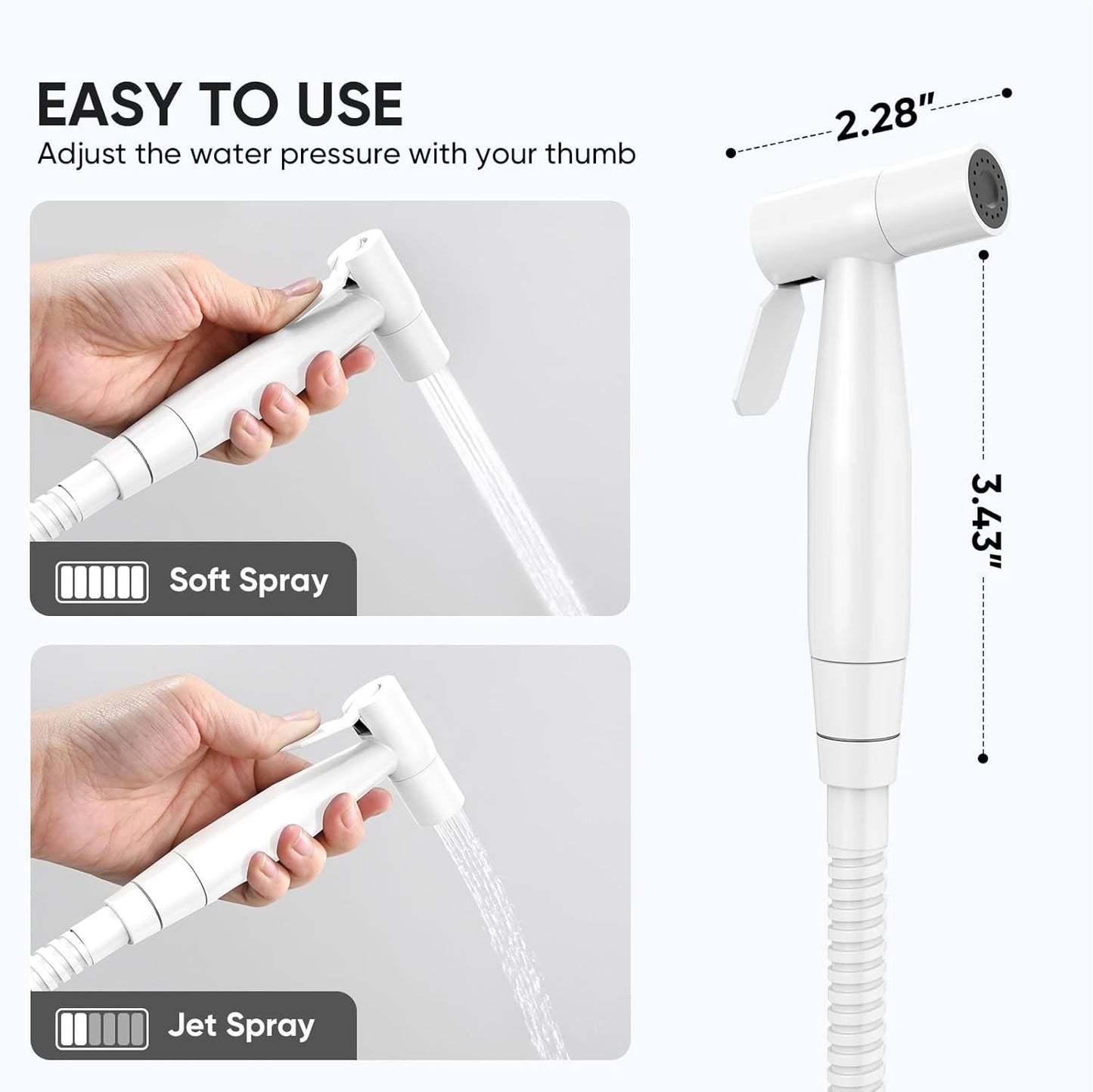 Arofa Bright White Bidet Sprayer for Toilet, Handheld Jet Sprayer Adjustable Water Pressure Muslim Shower with Bidet Hose, Bidets Faucet for Existing Toilets Cloth Diaper Spray for Baby/Feminine Wash
