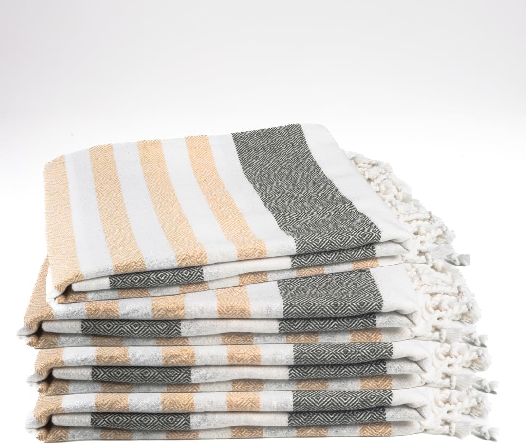 Cotton Turkish Beach Towel with Towels Oversized 36"x72" Pool Absorbent Extra Large Quick Dry Sand Travel Towel (Sage & Sand, 4 Pack)