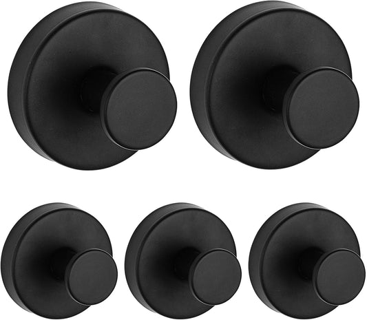 5 Pack Suction Cup Hooks for Shower, Suction Cup Towel Hooks for Bathrooms, Adhesive Wall Hook, SUS304 Waterproof Stainless Steel Hooks for Bathroom, Bedroom, Kitchen, Hotel and Office