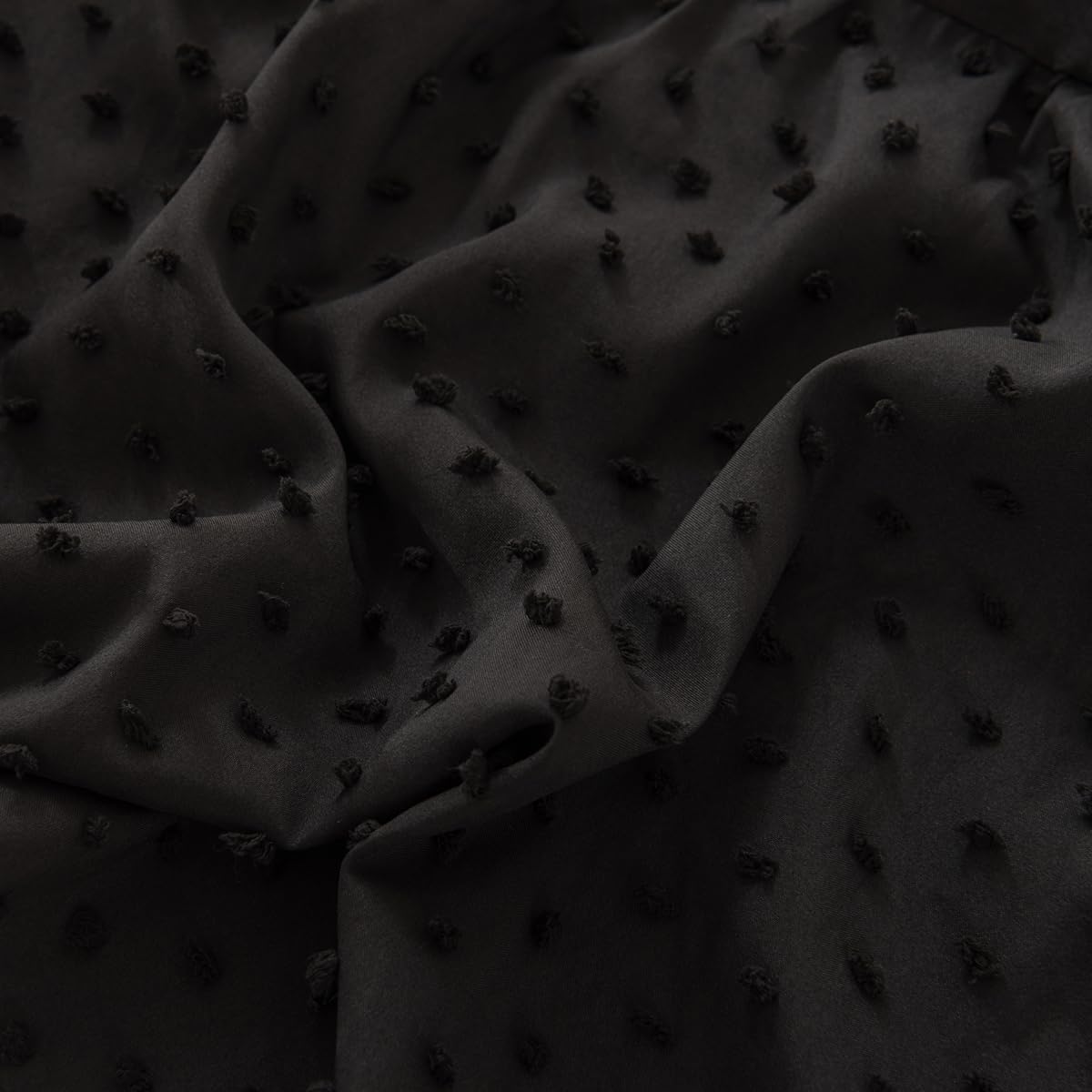 Tufted Dot Bed Skirt Queen Size Ruffled Bed Skirt with Split Corners, 14 Inch Drop Dust Ruffle Bed Skirts with Platform, Black