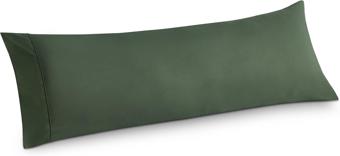 Bedsure Body Pillow Case Cover - Olive Green Brushed Microfiber Long Pillow Cases, Ultra Soft and Cozy Body Pillowcase with Envelope Closure, Wrinkle, Fade and Stain Resistant, 1 Pack, 20x54 Inches