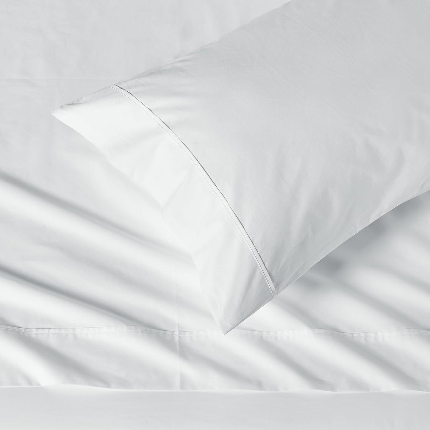 Amazon Basics Soft Organic Cotton Sheet Set with 1-Piece Pillowcase, White, Twin