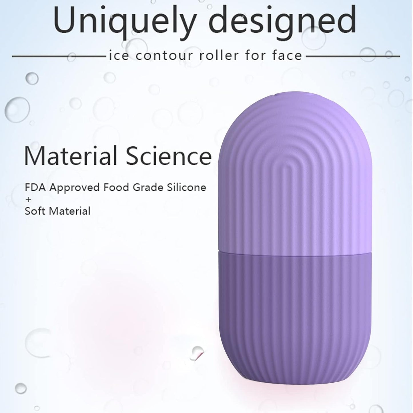 Ice Face Roller, Reusable Silicone Mold Face Massage Eye Facial Beauty Skin Care Tools Apply Ice for Shrink Pores Anti Wrinkle Reduce Puffiness Improve Skin Elasticity, Striped, Purple