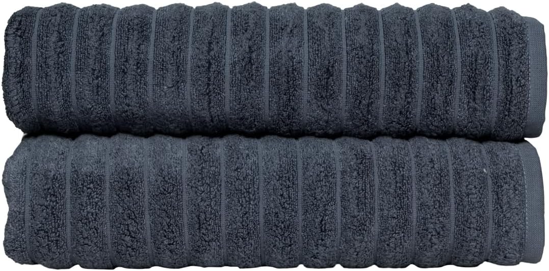 Classic Turkish Towels CTT - Premium 2 Piece Jumbo Bath Sheets, 100% Turkish Cotton, Absorbent & Ultra Comfy Bath Towel Sheets for Hotels & Spa | 40"x65" (Dark Blue)