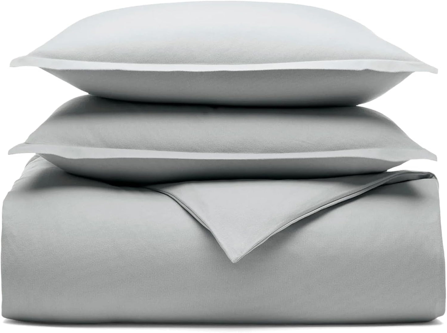 BOLL & BRANCH Flannel Duvet Set - Full/Queen, Shore - Luxury 100% Organic Cotton - 1 Duvet Cover, 2 Shams - Velvety Soft, Warm & Breathable Weave