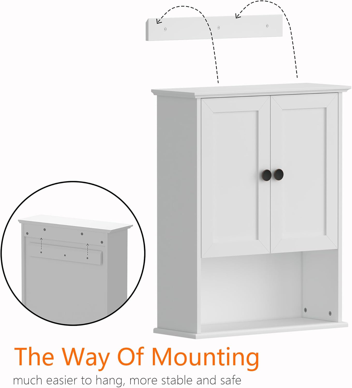 White Medicine Cabinet, 24x30 Inch Bathroom Cabinet Storage with 2 Doors and Adjustable Shelves,Over The Toilet Storage Cabinet, Above Toilet Storage Cabinet for Small Spaces