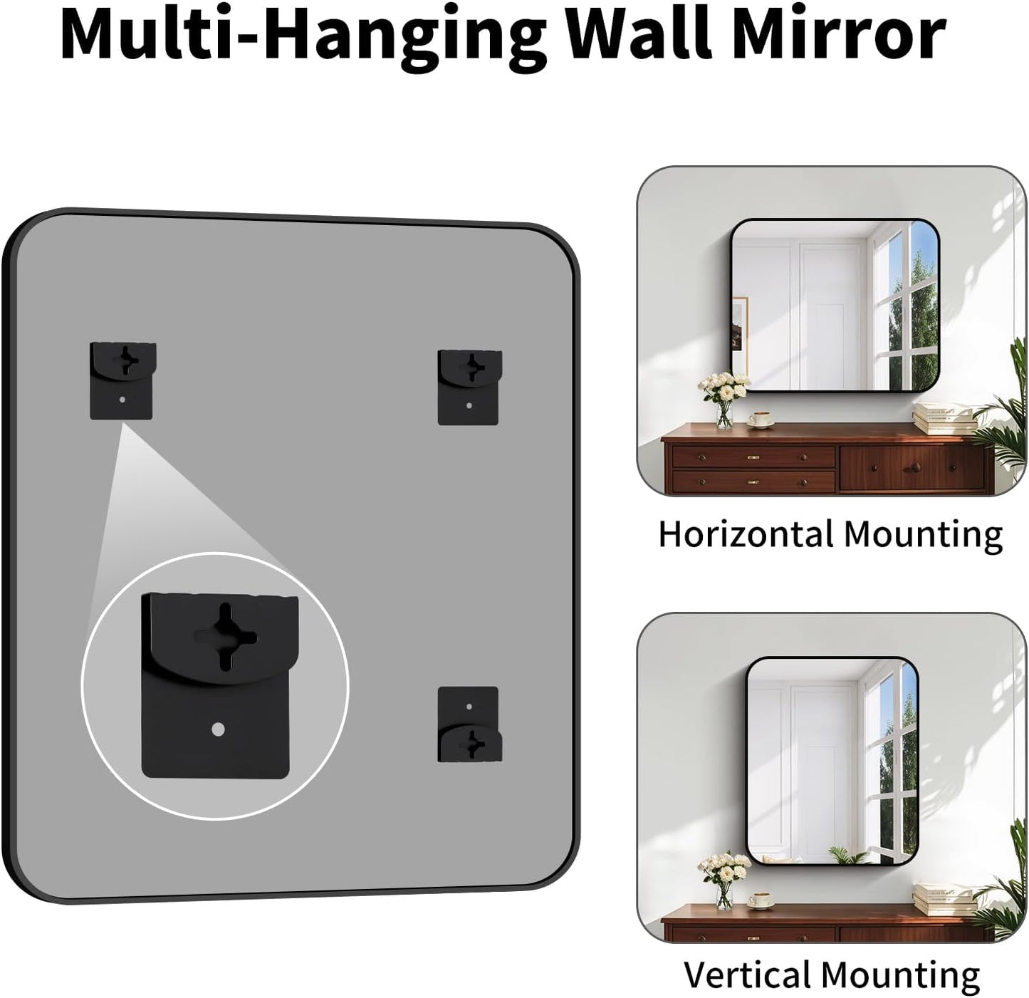 Koonmi Black Framed Bathroom Mirror - 30x36 Inch Shatterproof Tempered Glass Vanity Mirror for Bathroom Sink, Wall Mounted with Matte Aluminum Alloy Frame, No Distortion, Modern Decor