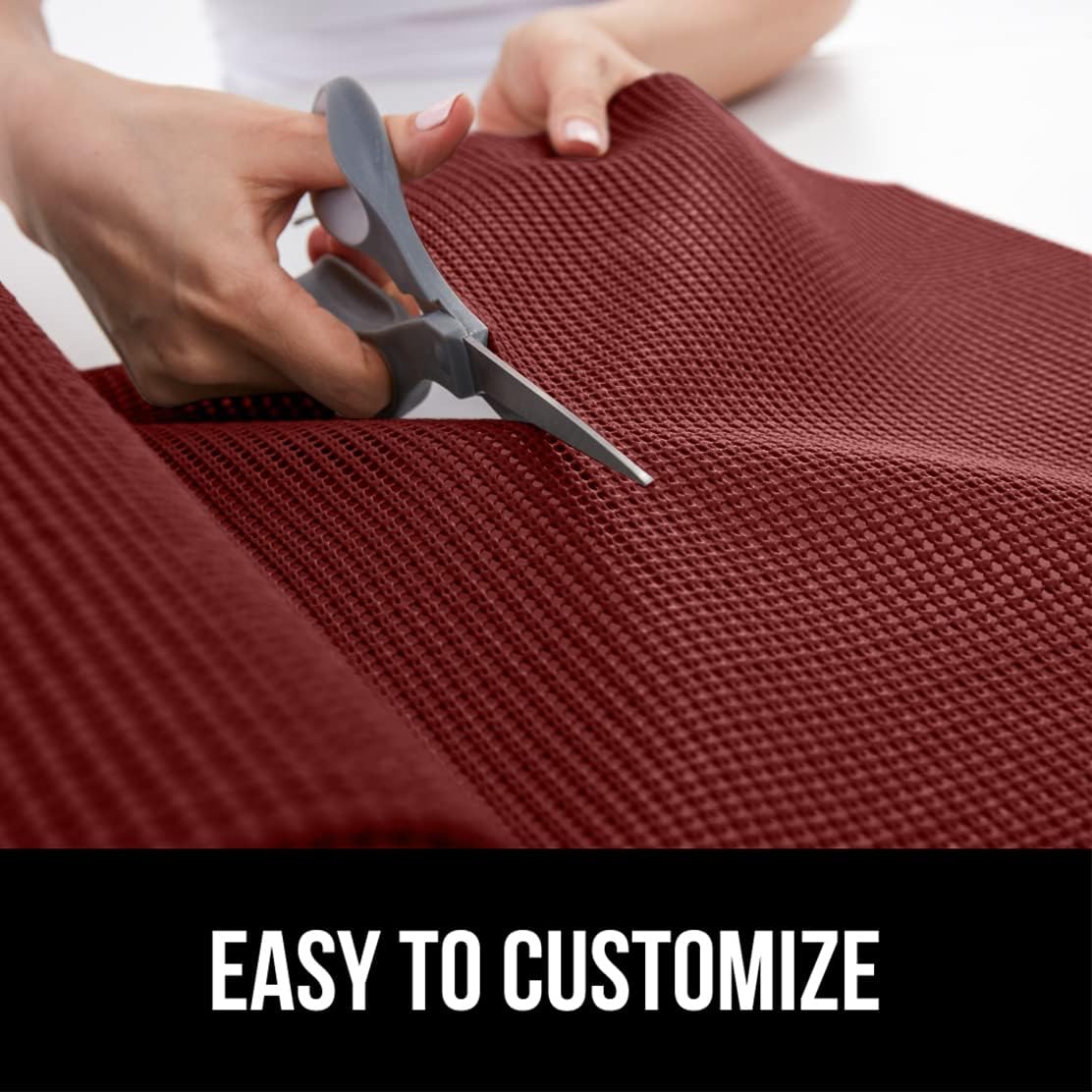 GORILLA GRIP powerGRIP Drawer Shelf and Cabinet Liner, Thick Strong Hold, Non-Adhesive Liners Protect Kitchen Cabinets and Cupboard, Bathroom Drawers, Easy Install, Breathable Mat, 12" x20', Red