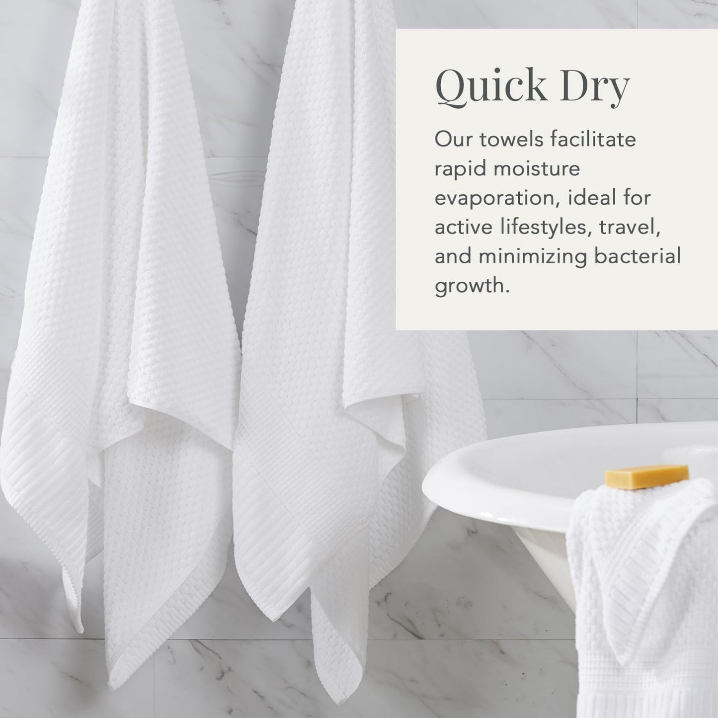 NY Loft 100% Cotton Hand Towel 6 Pack | Super Soft & Absorbent Quick-Dry Hand Towels 16" x 28" |Textured and Durable Cotton | Trinity Collection (6 Pack Hand Towel, Bright White)