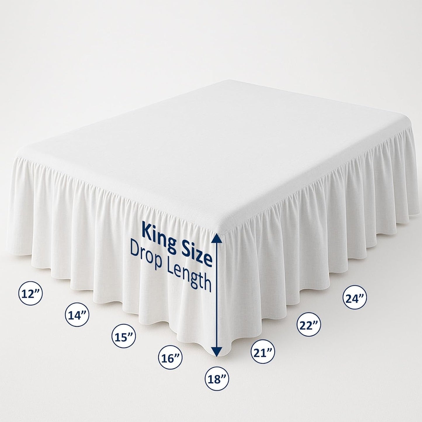 Cottingon Bed Skirt King 21" Drop with Split Corners, 100% Microfiber Soft and Stylish, Dust Ruffle with Platform, White