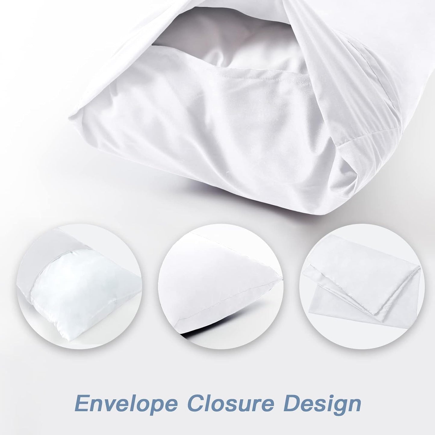 DOWNCOOL Luxury Full Body Pillow Insert with Fiber Cover - Ultra Soft Body Pillow for Sleeping - Breathable Long Bed Pillow Insert, 20"x54"(White, with Cover)