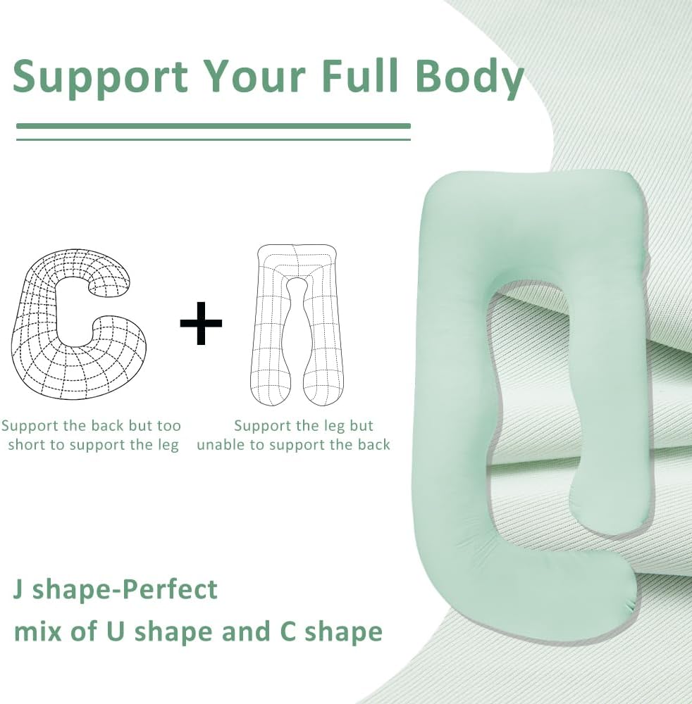 Chilling Home Pregnancy Pillow, Cooling Pregnancy Pillows for Sleeping,Full Body Pillow for Adult,Maternity Pillow for Pregnant Women 63 inch, Pregnancy Must Have with Removable Cover, Mint Green