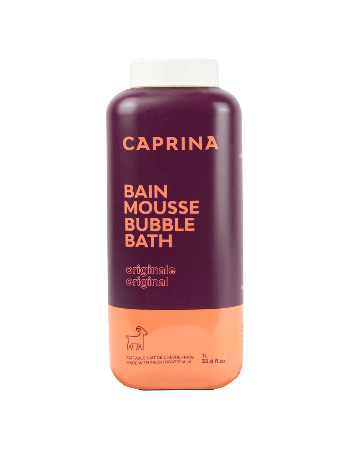 Caprina Fresh Goat’s Milk Bubble Bath, 1L, Hydrating Relaxing Foam Bath, Moisturizing and Gentle on Skin, Made in Canada (Original)