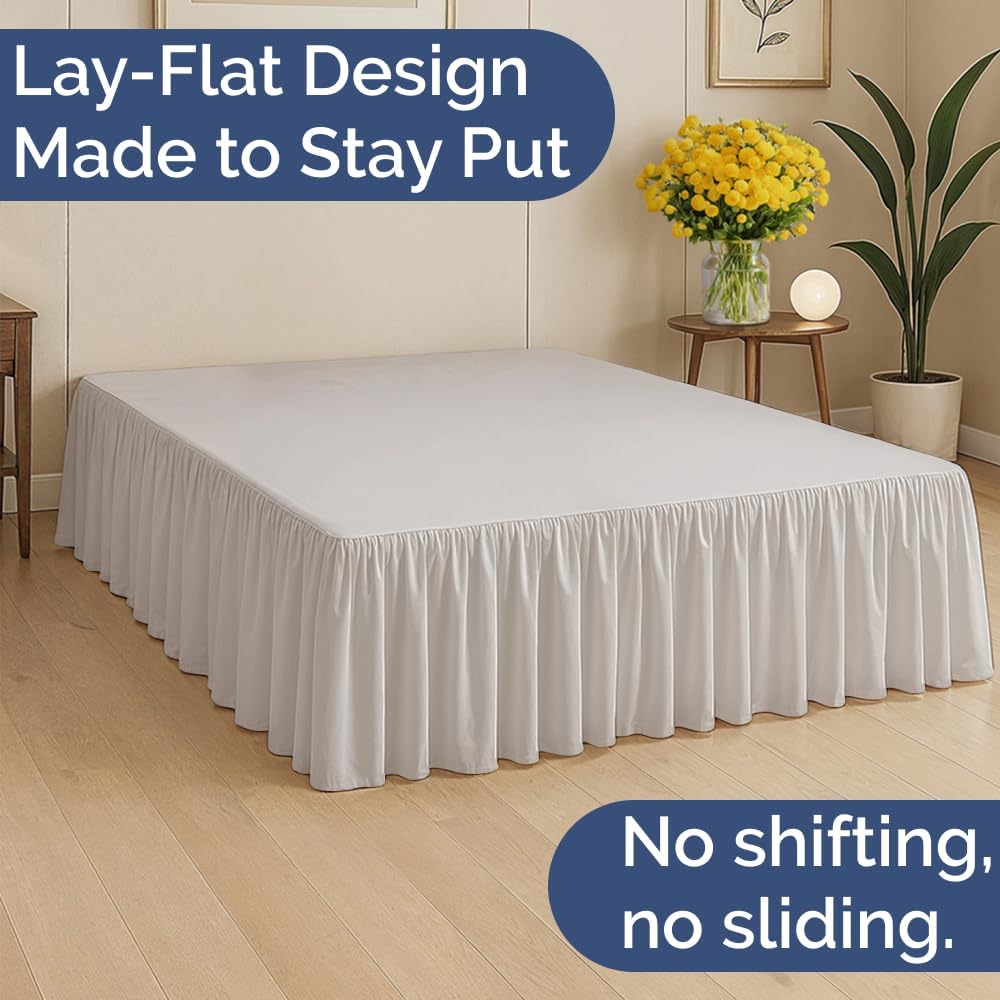 Bedskirt King Size Ruffle - 18 inch Drop Dust Ruffle Bed Skirt with Platform - Soft, Easy Fit, Premium Hotel Quality - Wrinkle, Fade & Shrink Resistant - for Women, Men, Kids and Teens - Light Grey